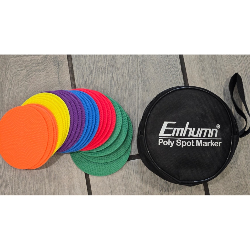 Emhumn Poly Spot Markers Set Agility Training Floor Discs with Carry Case Multi
